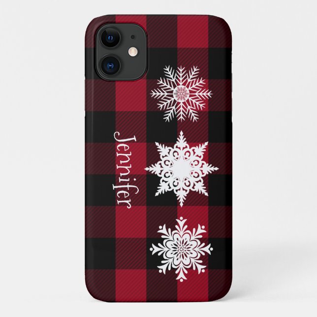 Rouge, Bison noir, Snowflakes Coque cellulaire (Dos)