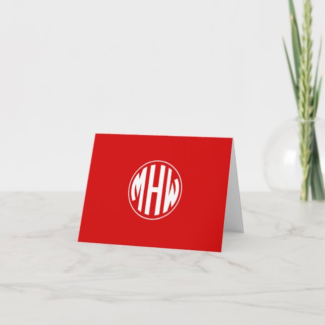 Rouge Blanc 3 Initiale dans un Cercle Monogramme D (Devant)