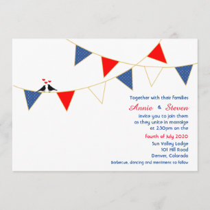 Rouge Blanc Bleu Amérique Faire-part de mariage