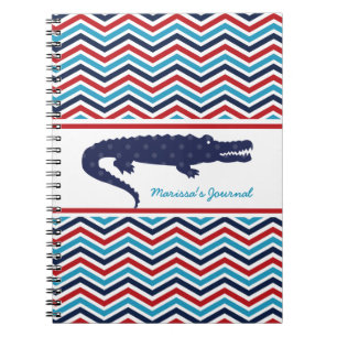 Rouge, Blanc, Bleu Chevron Gator Carnet personnali