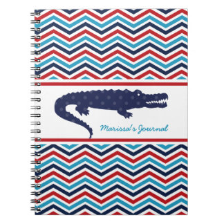 Rouge, Blanc, Bleu Chevron Gator Carnet personnali