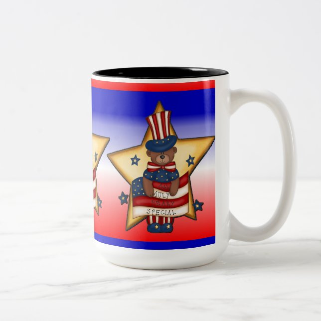 Rouge Blanc & Bleu Le 4 Juillet Bear Mug (Droit)