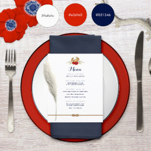 Rouge Blanc Bleu Nautique Budget Mariage Menu ⚓