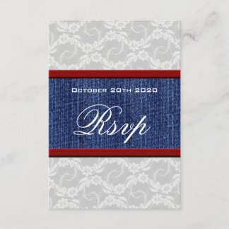 Rouge Blanc & Bleu Pays Dentelle Mariage Cartes RS