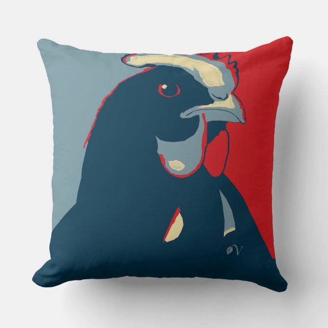 Rouge Blanc Bleu Pop Art Coussin de poulet (Recto)