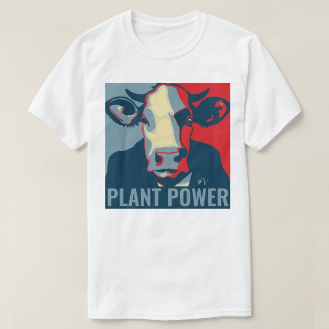 Rouge Blanc Bleu Pop Art Cow Tshirt Plante Power (Design devant)