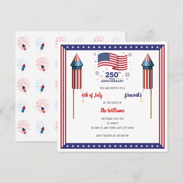 Rouge, Blanc & Boom Invitation pour les 250 ans de (Devant / Derrière)