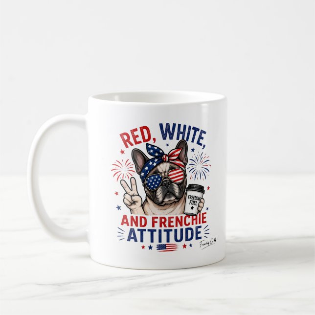 Rouge Blanc et Attitude Frenchie Tasse à café patr (Gauche)