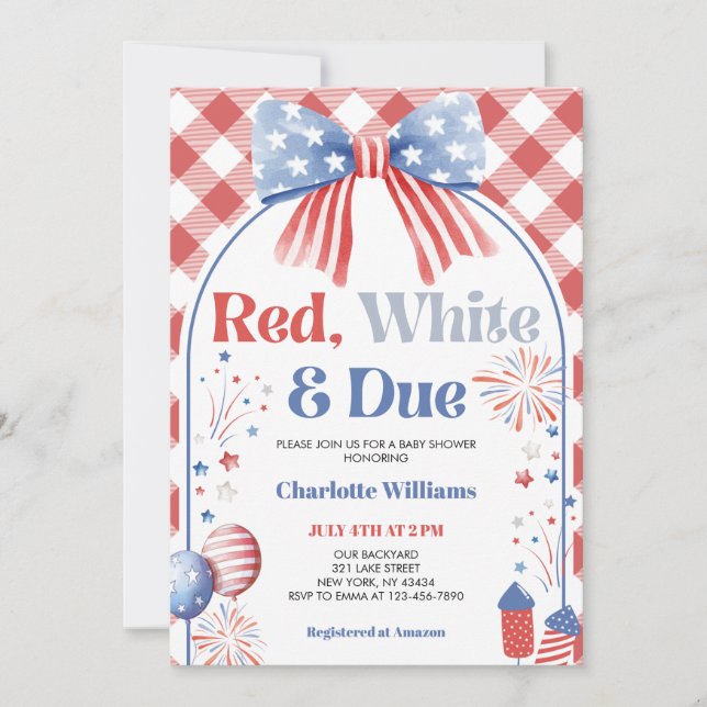 Rouge Blanc et Bébé à Venir Invitation à la Baby S (Devant)