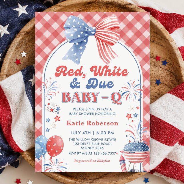 Rouge Blanc et Bébé Prévu Baby-Q Invitation à la B (Créateur téléchargé)