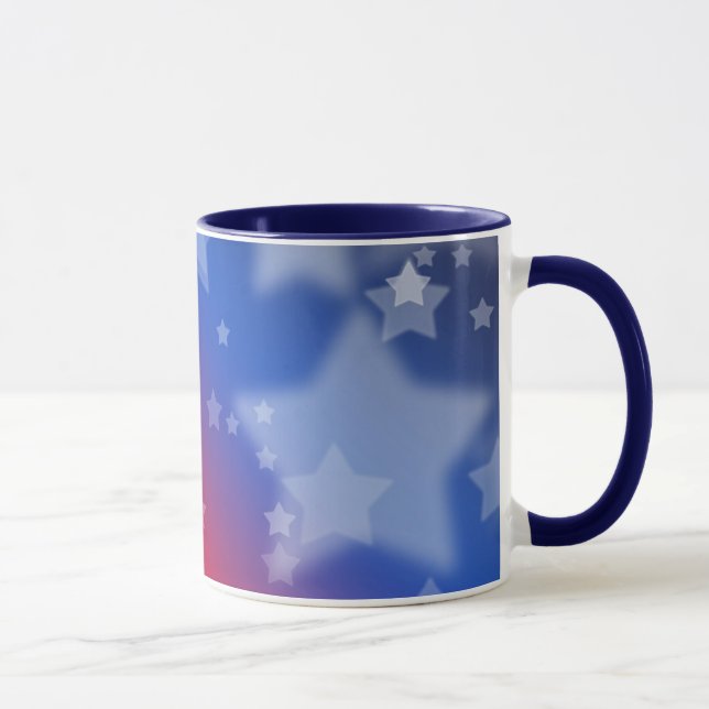 Rouge Blanc et Bleu étoiles Mug Patriotique en cér (Droite)