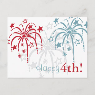 Rouge blanc et bleu Fireworks 4 juillet Cartes pos