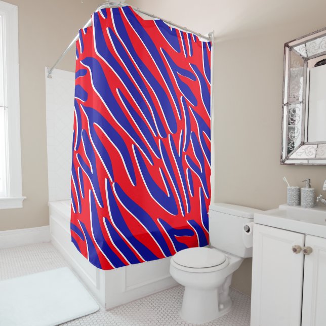 Rouge, blanc et gras | Rideau de douche Tiger (En situation)
