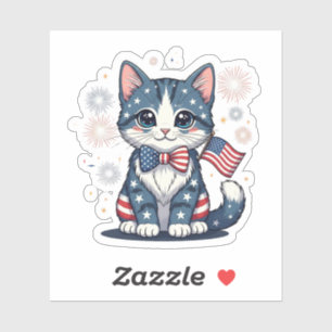 Rouge, blanc et mât - Sticker pour chat patriotiqu