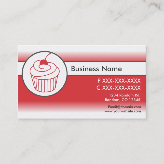 Rouge blanc fade cupcake cartes de visite personna (Devant)