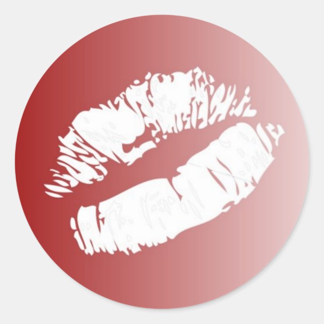 Rouge blanc fade lèvres smooch baiser stickers (Devant)