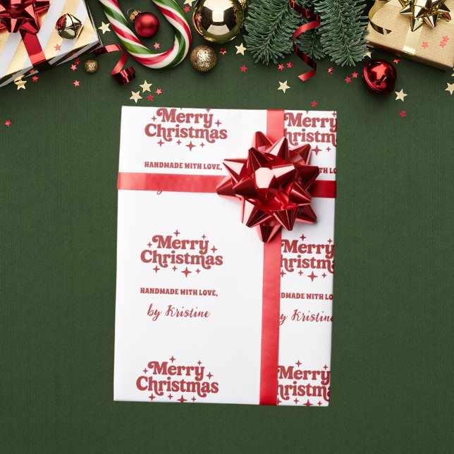 Rouge blanc fait main par emballage cadeau de Noël (Créateur téléchargé)
