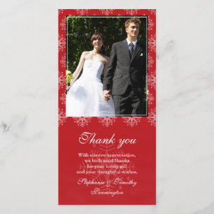 Rouge + blanc flocons de neige mariage merci photo