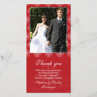 Rouge + blanc flocons de neige mariage merci photo