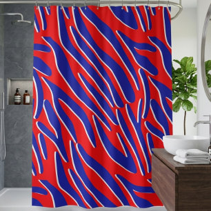 Rouge, Blanc & Gras Rideau de douche Rayure de T