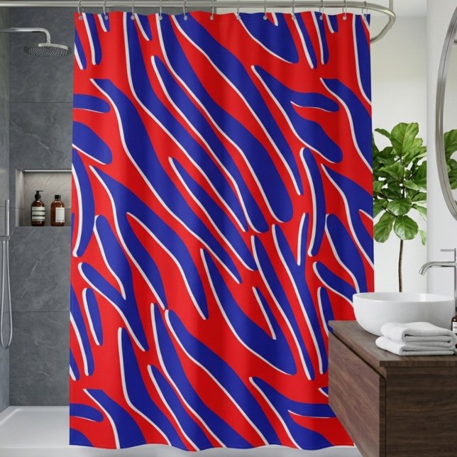 Rouge, Blanc & Gras | Rideau de douche Rayure de T (Créateur téléchargé)