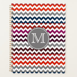 Rouge blanc gris Chevron Zigzag Monogramme
