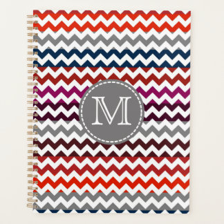 Rouge blanc gris Chevron Zigzag Monogramme