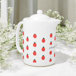 Rouge Blanc Ladybug Nature Motif Élégant<br><div class="desc">Teapot de motif de la nature Ladybug,  blanc rouge. Utilisez cette option de modèle personnalisée pour modifier le texte. Utilisez l'outil Modifier pour modifier la couleur du texte.</div>