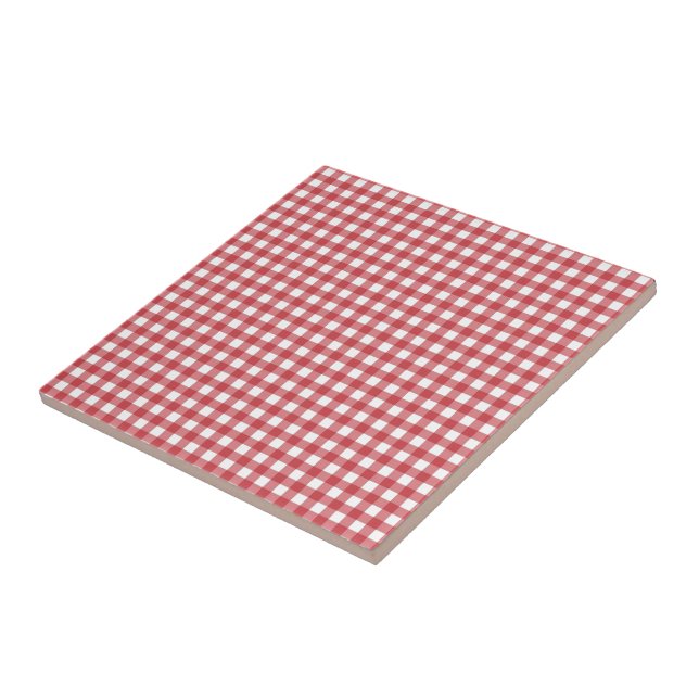 Rouge blanc Plaid Check céramique Carreaux Vintage (Côté)