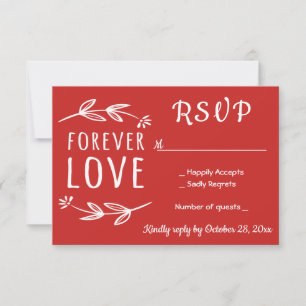 Rouge & Blanc RSVP Feuilles de Laurier Mariage