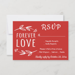 Rouge & Blanc RSVP Feuilles de Laurier Mariage