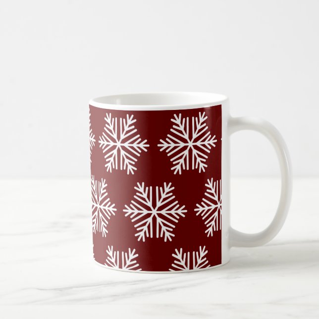 Rouge blanc Snowflake Noël Motif café Mug (Droite)