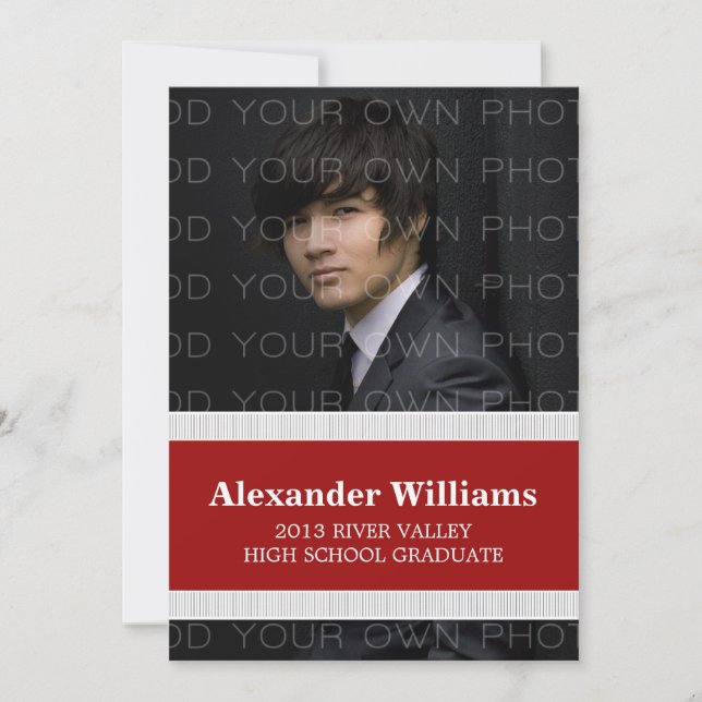 Rouge/Blanc Stripes Couleur de l'école Invitation  (Devant)