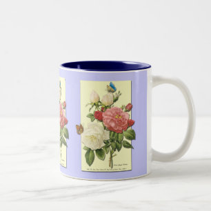 Rouge Blanc Vintage Botanique Rose Café Mug