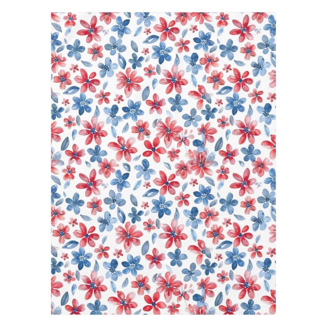 Rouge bleu Floral 4 juillet Nappe (Devant)
