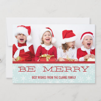 ROUGE BLEU SOYEZ FÊTE DE NOËL CARTE PHOTO