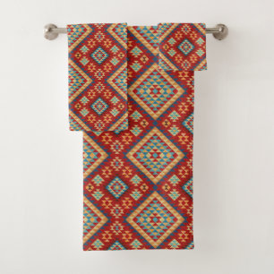 Rouge bleu Turquoise orange jaune Oriental Kilim M
