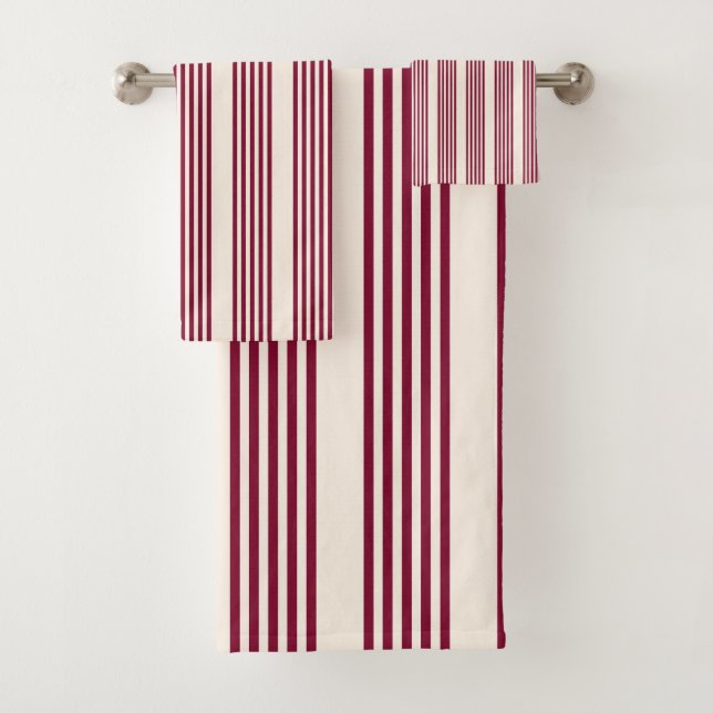 Rouge bordeaux et beige cinq rayures motif (En situation)