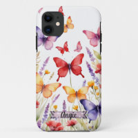Rouge Butterfly Lavender Field iPhone / coque ipad