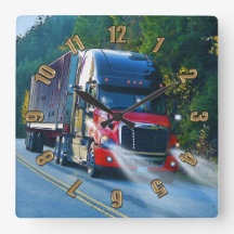 Rouge Camion Camion Fret Camion Horloge murale