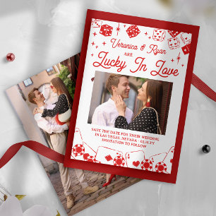 Rouge Chanceux en Amour Dés & Cartes Mariage