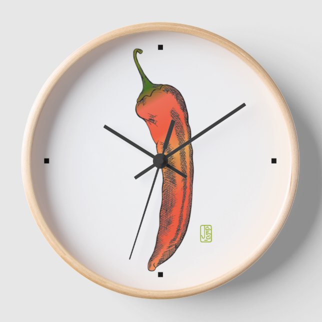 Rouge Chili Pepper Wall Horloge (Recto)