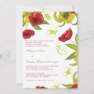 Rouge + citron vert faire-part de mariage fleurs d