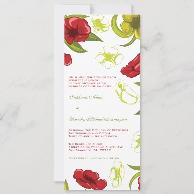 Rouge + citron vert faire-part de mariage fleurs d (Devant)