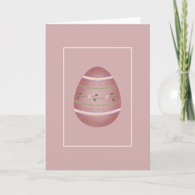 Rouge clair Oeuf de Pâques Décoré d1 Carte de voeu (Devant)