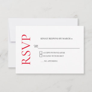 Rouge classique Noir Blanc Mariage RSVP Réponse