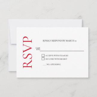 Rouge classique Noir Blanc Mariage RSVP Réponse