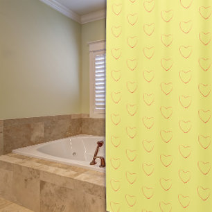 Rouge coeur jaune motif rideau de douche