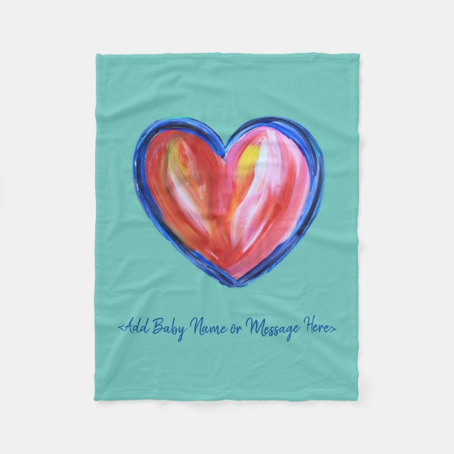 Rouge Coeur Soft Fleece Couverture bébé personnali (Devant)