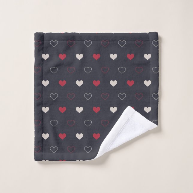 Rouge & cœur sombre Motif sans couture Mignon Mini (Gant de toilette)
